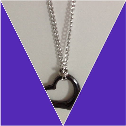 Stainless Steel Necklace with Ceramic Heart