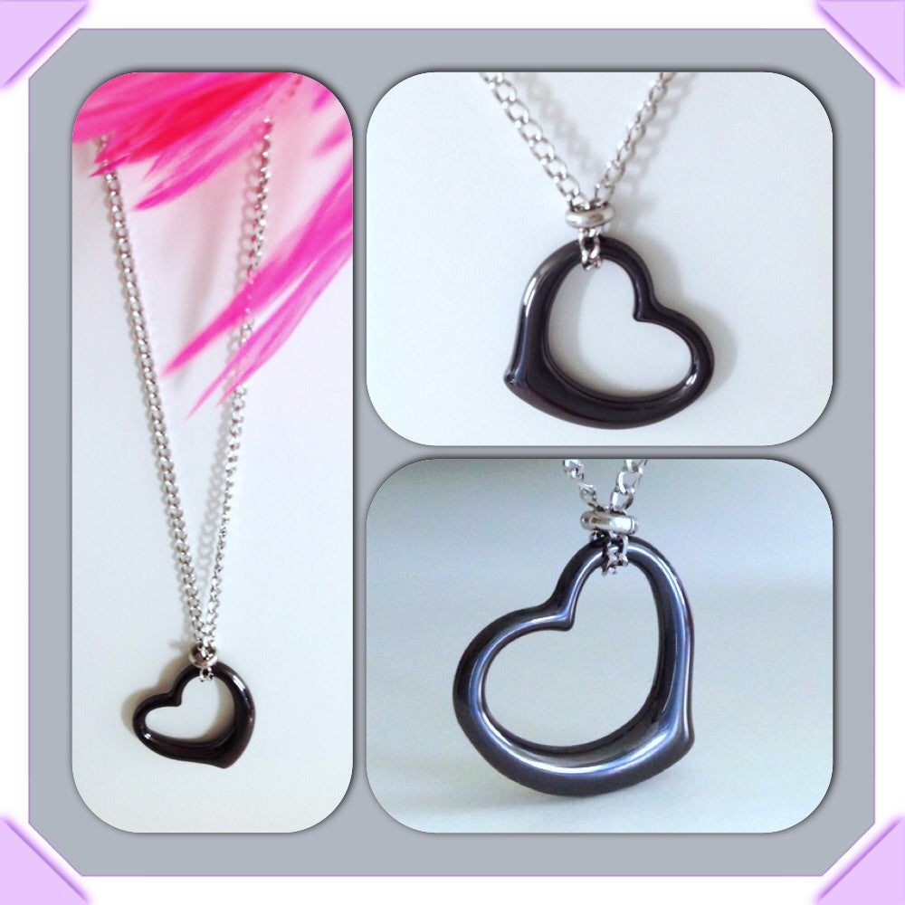 Stainless Steel Necklace with Ceramic Heart